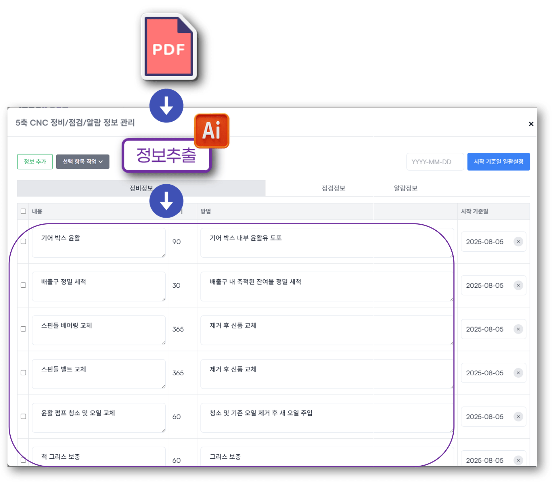 설비 데이터 입력 시간 단축